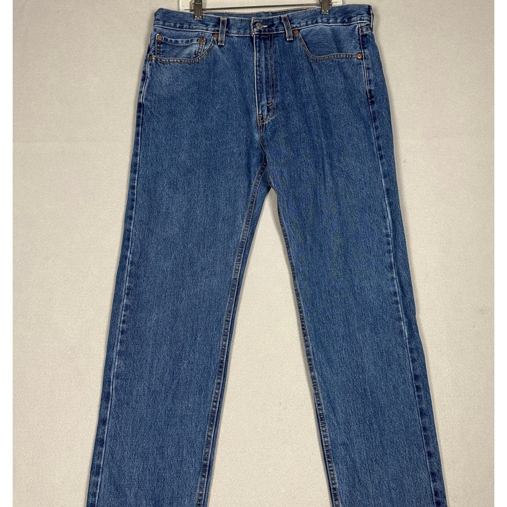 Levis 505 Jeans Mens 36X34 Blue Regular Fit Straight Leg Denim Pants 5-Pocket